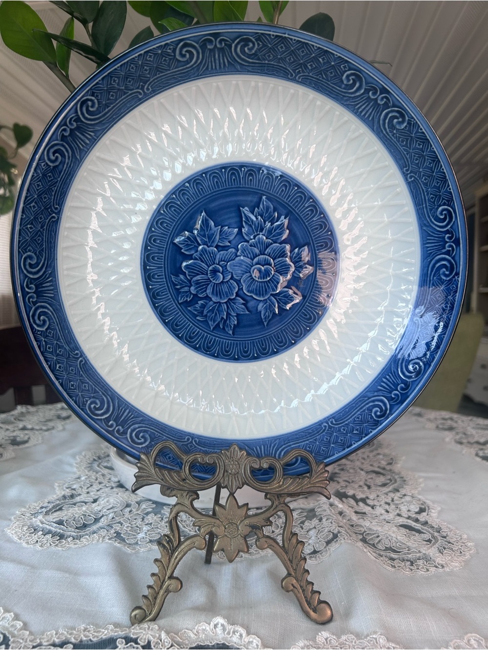 Vintage Arita Mansen Cobalt Blue Servicing Dish